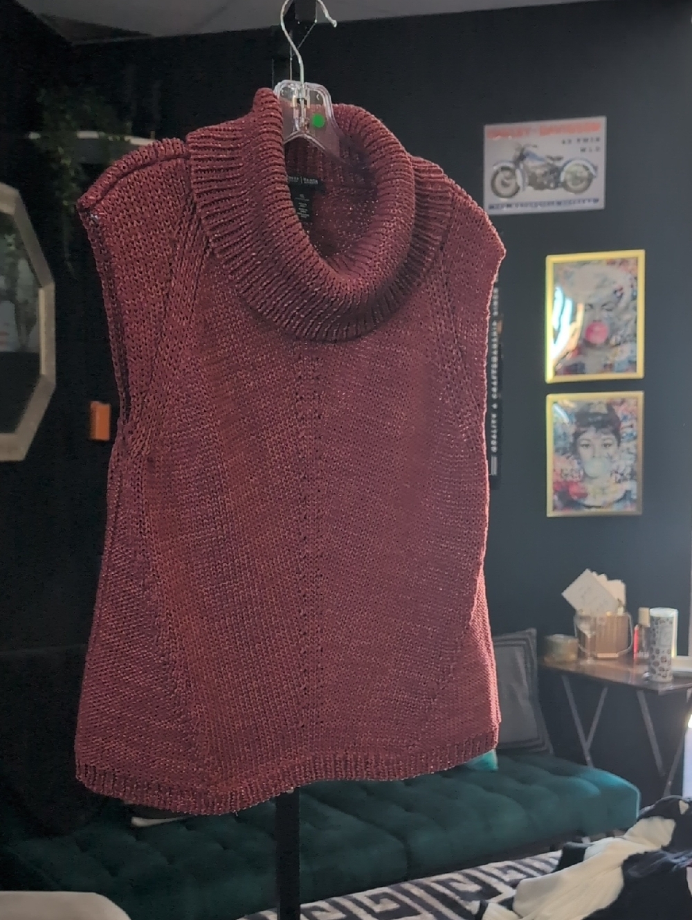 White House Black Market Sleeveless Cowl Neck Sweater - Wine